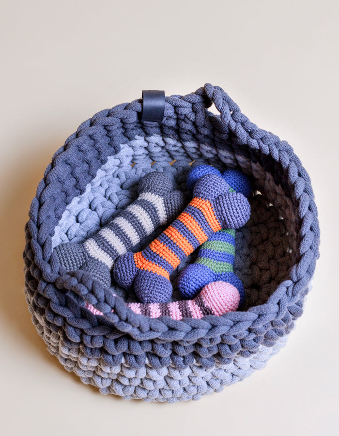 Kosz na zabawki z bawełnianego sznurka z recyklingu PLAYTIME light grey & graphite