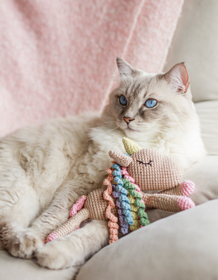 Crochet dog toy FLAVIA the unicorn