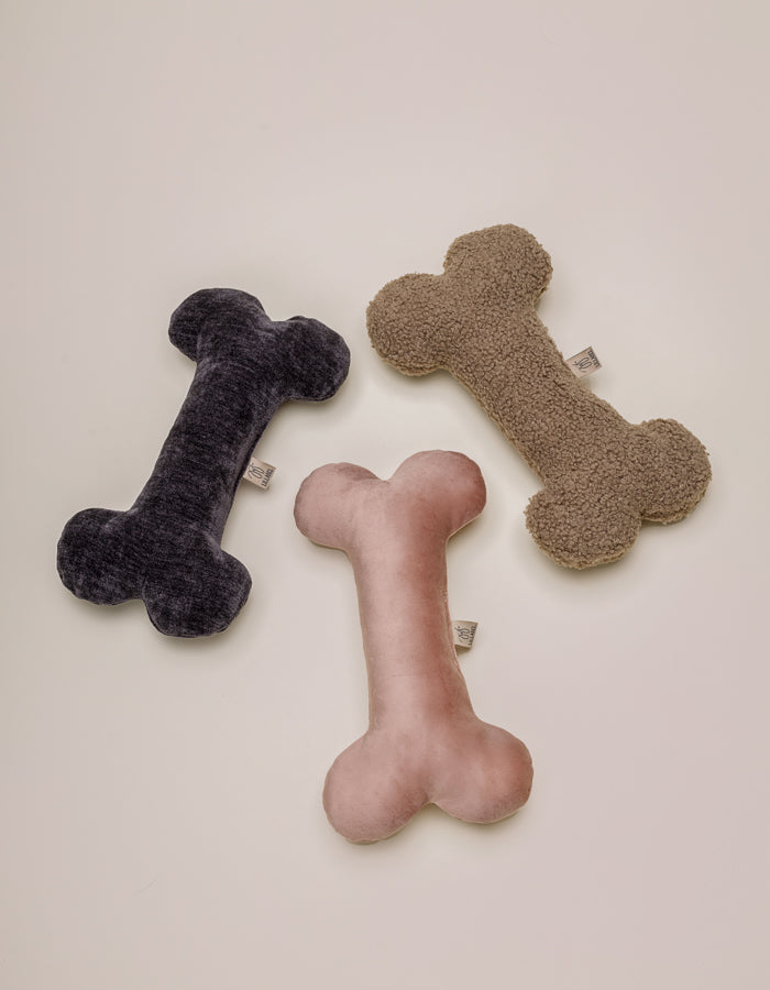 Plush dog bone toy FETCH charcoal