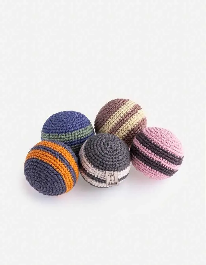 Crochet organic cotton ball RAINBOW pink & brown