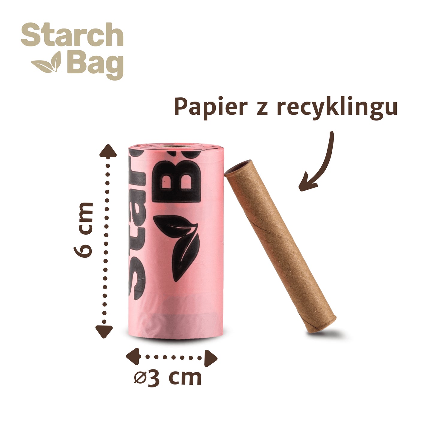 STARCHBAG BIO dog poop bags, 8 rolls - 120 pcs., pink