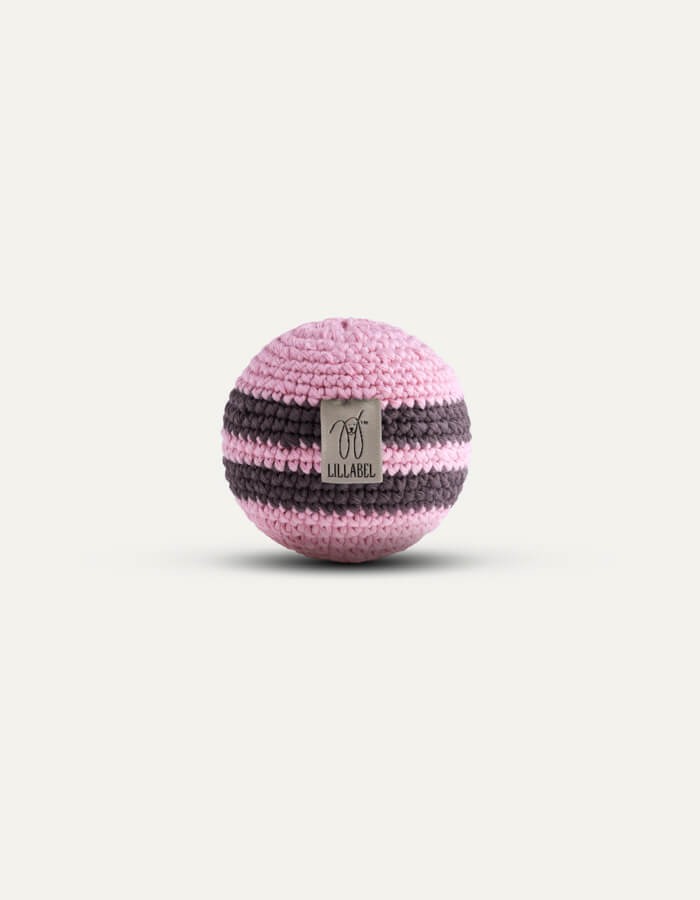 Crochet organic dog ball RAINBOW pink