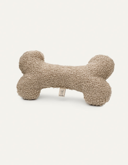 Plush dog bone toy FETCH eco bouclé taupe