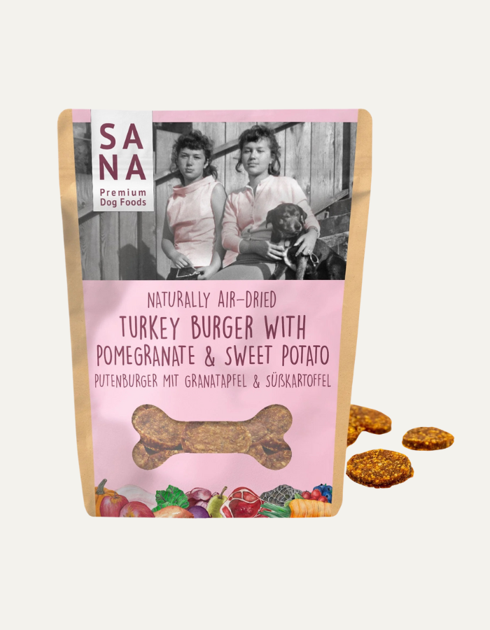 Burgery indyk z batatem 100g Miękka przekąska dla psa SANA DOG