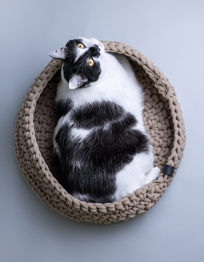 Cat basket COTTON beige *recycled material*