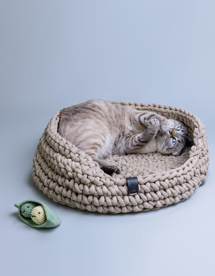 Cat basket COTTON beige *recycled material*