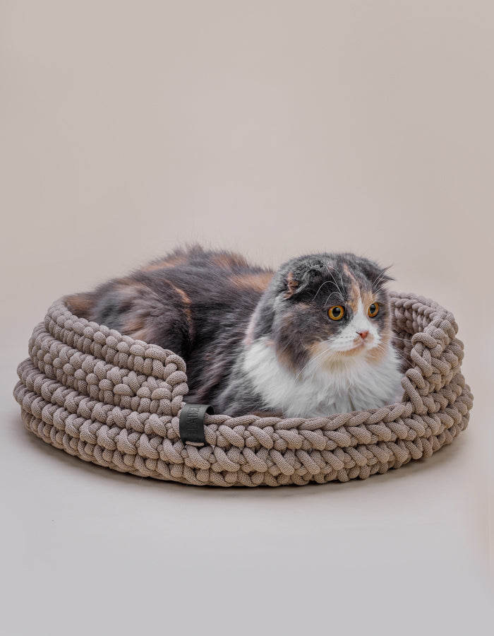 Cat basket COTTON beige *recycled material*