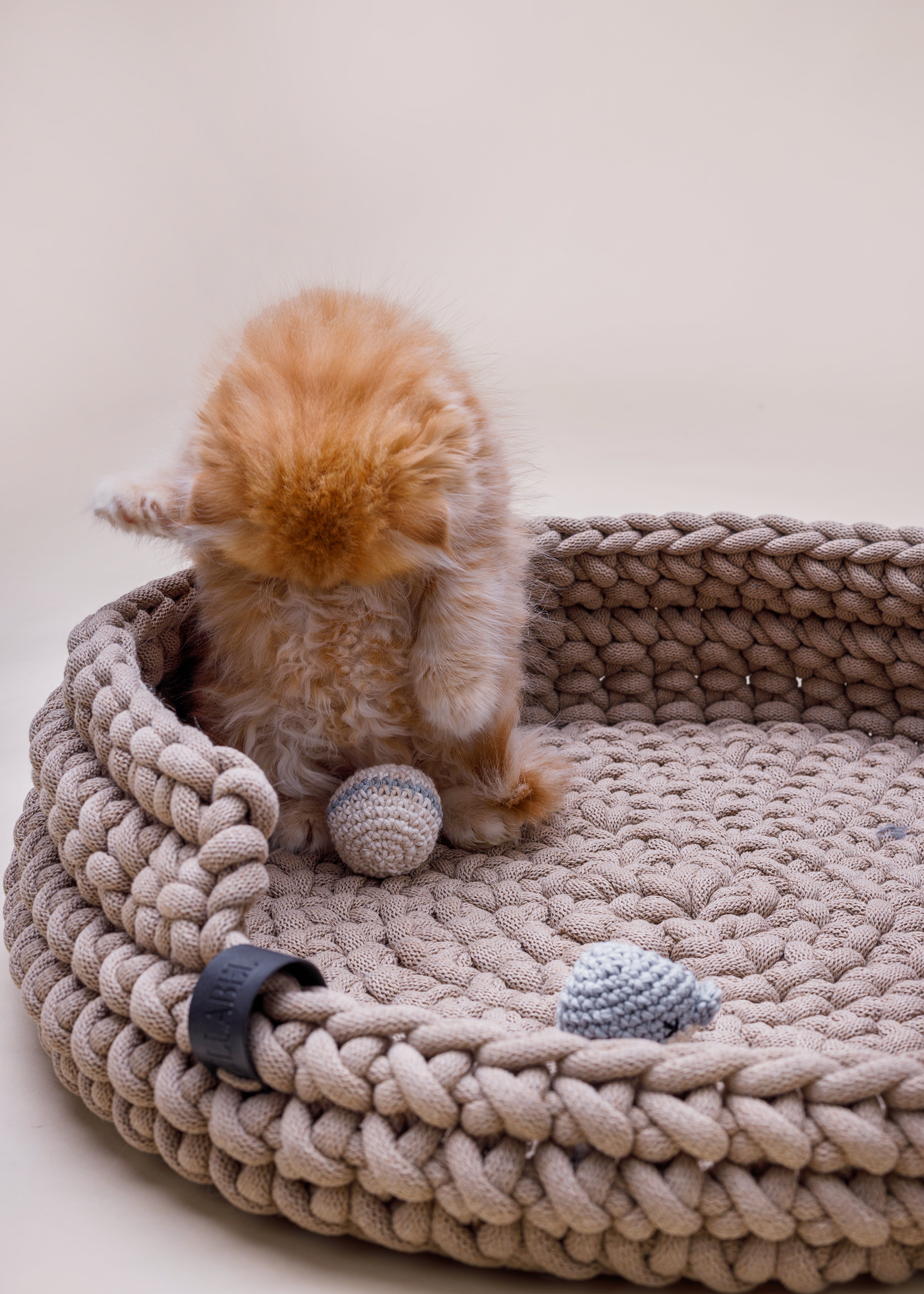 Cat basket COTTON beige *recycled material*